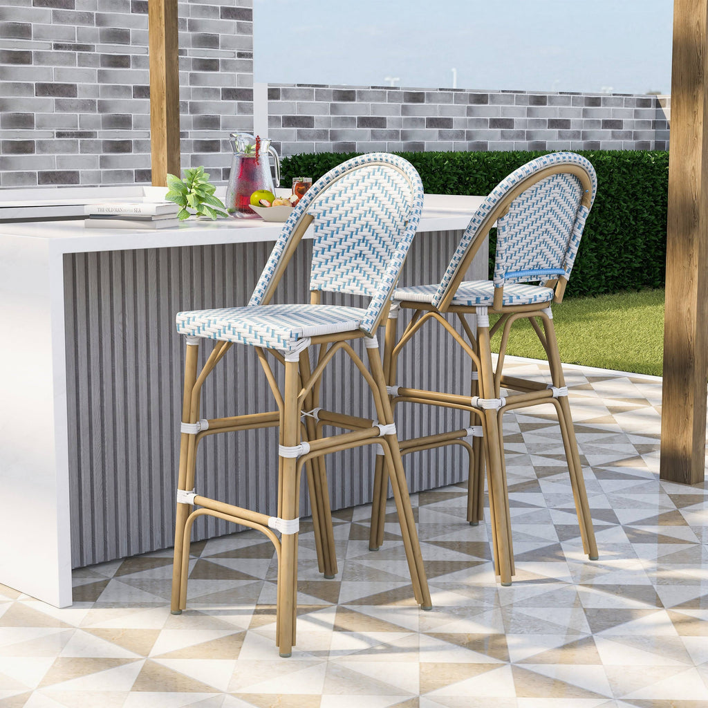 Natural Tone Patio Bar Chairs Set of 2 B6999