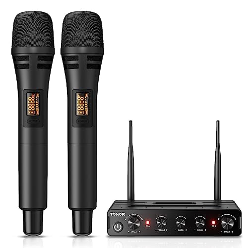 Wireless Microphone Systems, UHF Cordless Handheld Dynamic Mic Kit with Receiver, Black D967