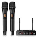 Wireless Microphone Systems, UHF Cordless Handheld Dynamic Mic Kit with Receiver, Black D967