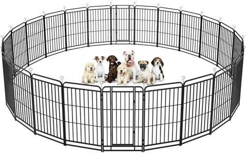 Heavy Duty 12 Panels Dog Playpen 47" Height Snowy Black C2616