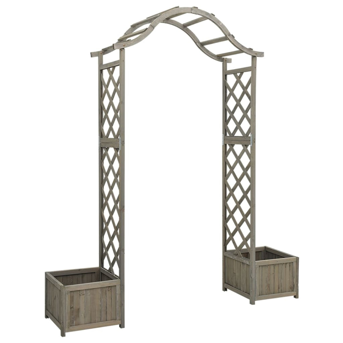 Gray Solid Firwood Garden Pergola with Planter U2943