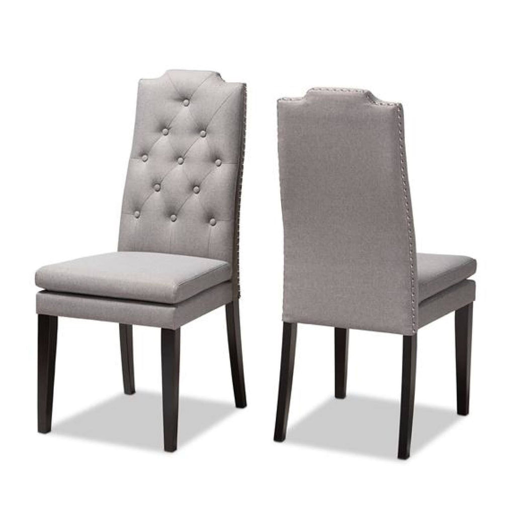 Charcoal Button Tufted Set of 2 Wood Dining Chair M11079