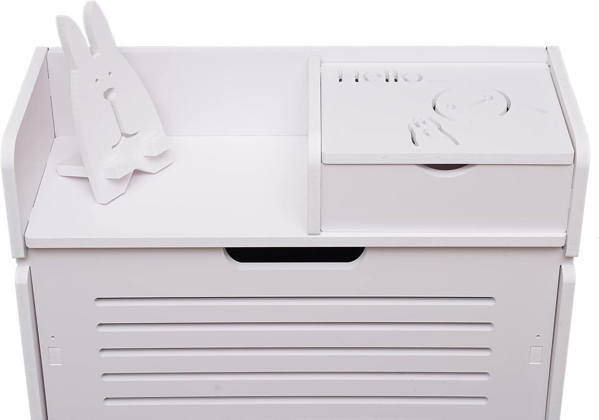 White Wood Look 2 Flip Drawers Freestanding Shoe Storage Cabinet K38043
