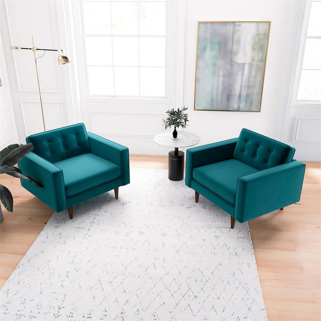 Turquoise Velvet Lounge Chair (Set of 2) R772