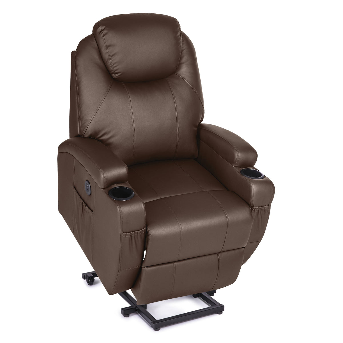 Brown Recliner Chair with Heated Massage Footrest Cup Holders USB Port I24399
