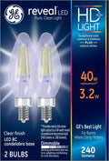 LED Decorative Light Bulbs 40 watts Eqv Candelabra Base 2pk G188986