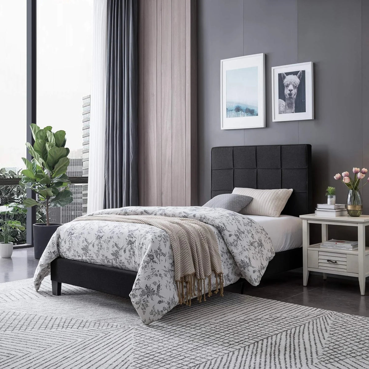 Contemporary Upholstered Platform Bed X2860
