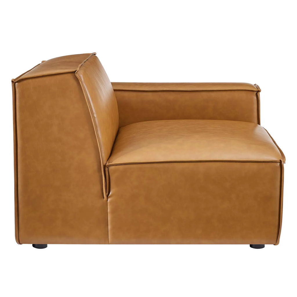 Tan 6-Piece Vegan Leather Sectional Sofa I79025