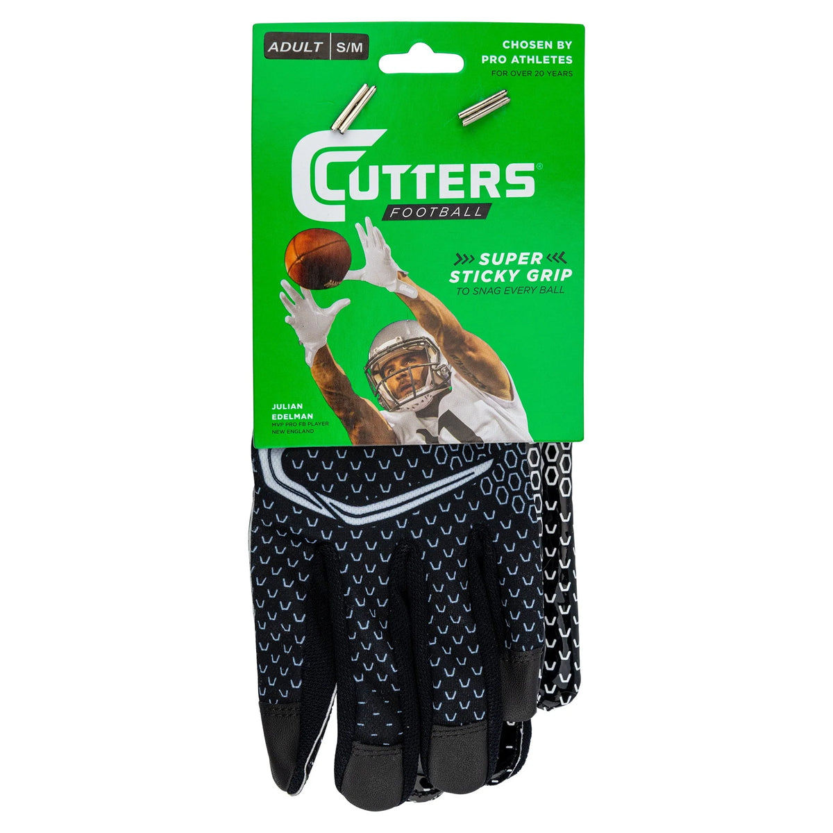 Football Receiver Glove with Silicone Grip, Adult S/M, Black G876655