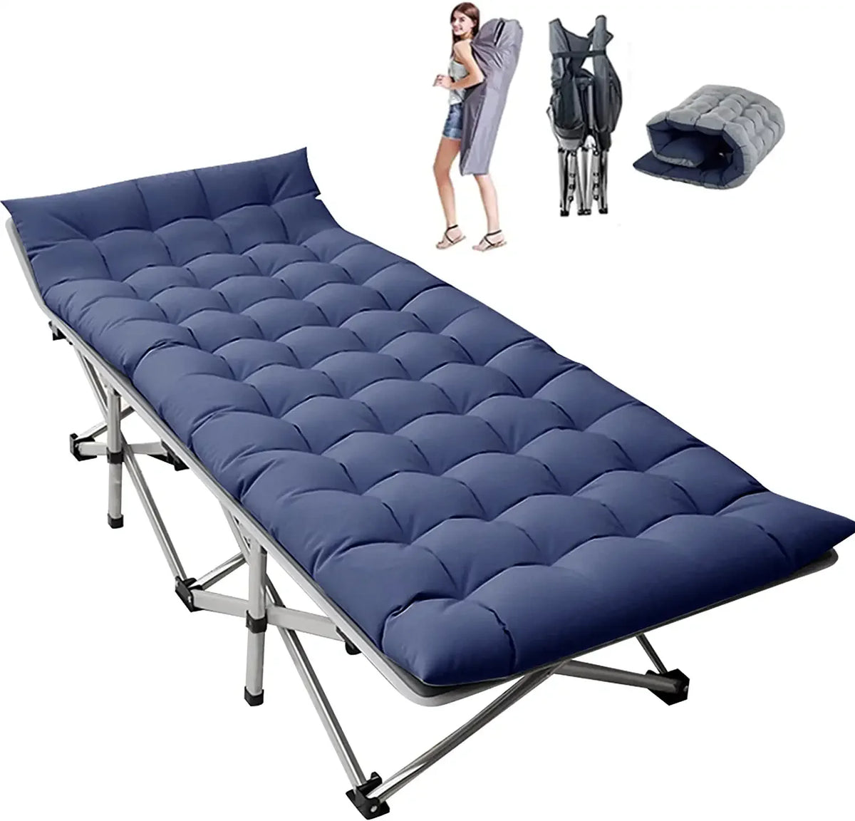 Folding Camping Cots with 2 Sided Mattress and Carry Bag L981