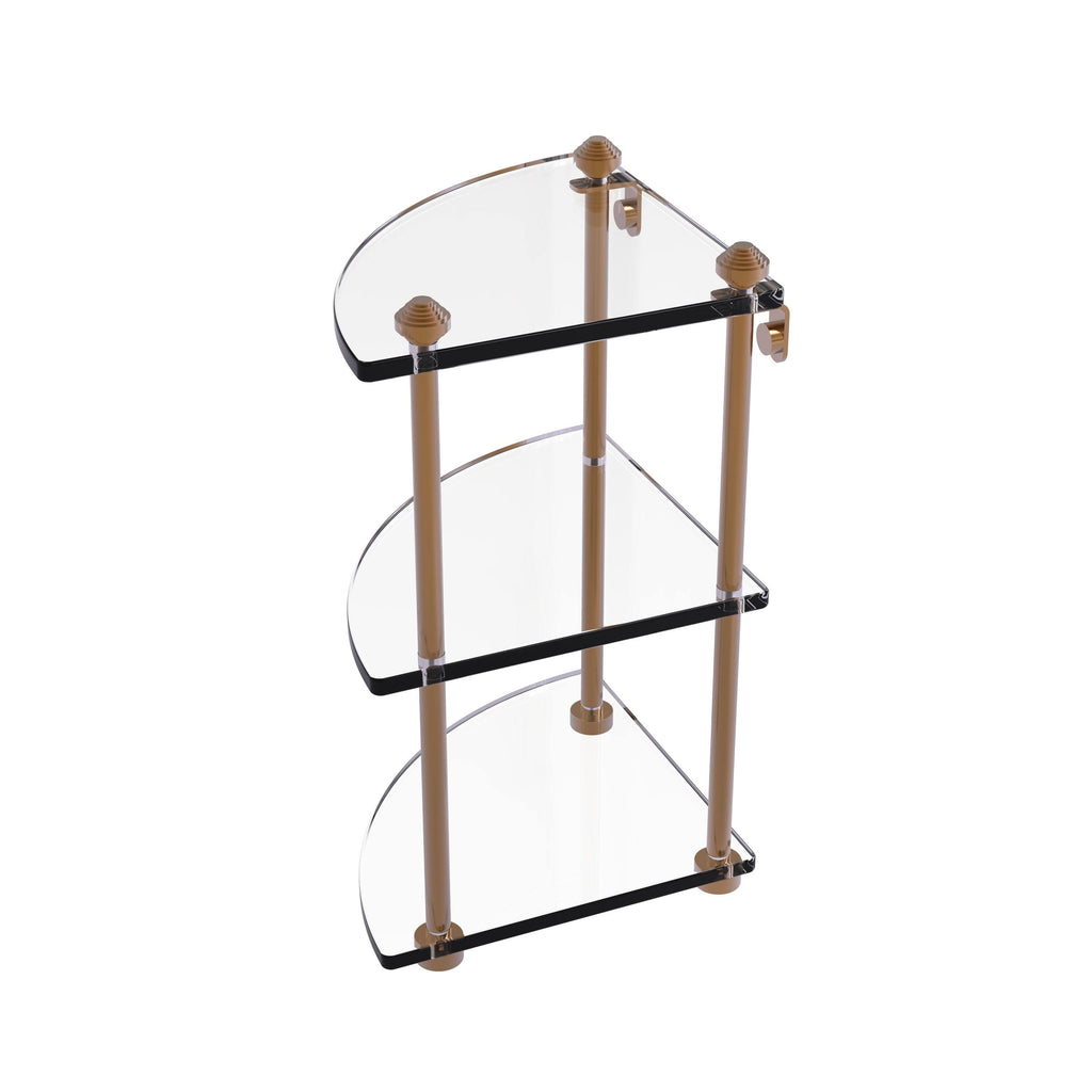 Three Tier Corner Glass Shelf - Brushed Bronze X35661