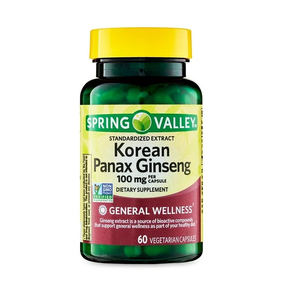 Korean Panax Ginseng Vegetarian Capsules 100 mg 60 Count N672