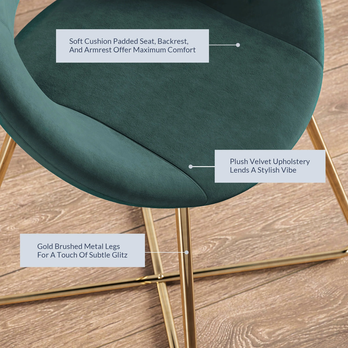 Set of 2 Velvet Accent Chair with Golden Metal Base U112503