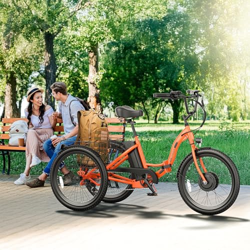 350W Electric Tricycle 24" Folding 3 Wheel Electric Bike with Rear Basket G925
