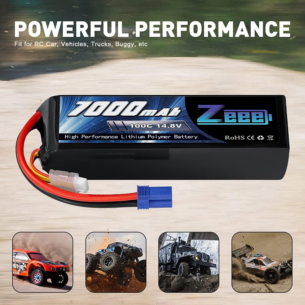 14.8V 4S 100C 7000mAh Lipo Battery with EC5 Connector 2 Pack P555