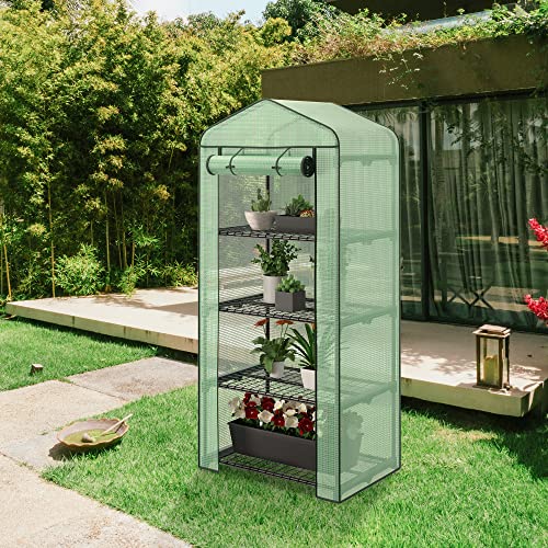 2.3x1.5x5.3 FT 4 Tier Mini Greenhouse with PE Cover F55507