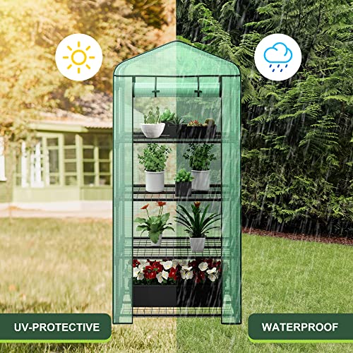 2.3x1.5x5.3 FT 4 Tier Mini Greenhouse with PE Cover F55507