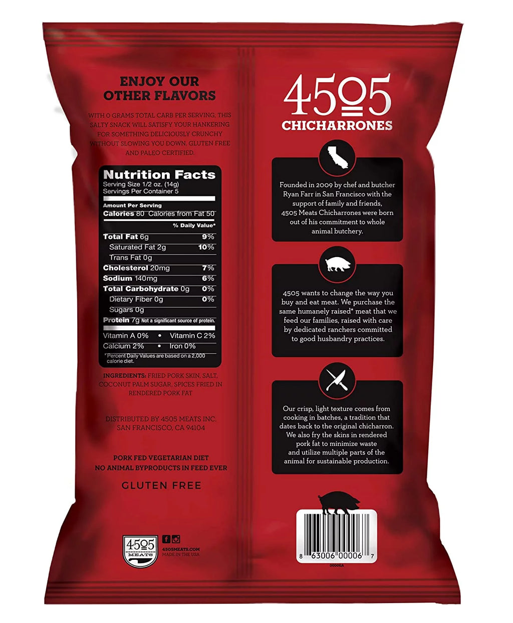 2.5 oz Pack of 3 Fried Pork Rinds D7309