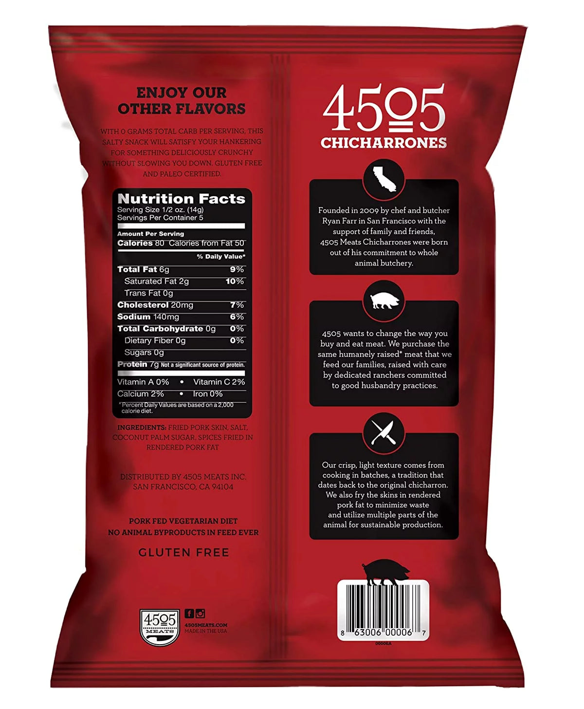 2.5 oz Pack of 3 Fried Pork Rinds D7309