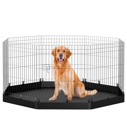 Metal Foldable Dog Playpen with 8 Panels 24”H & Bottom Pad R4456