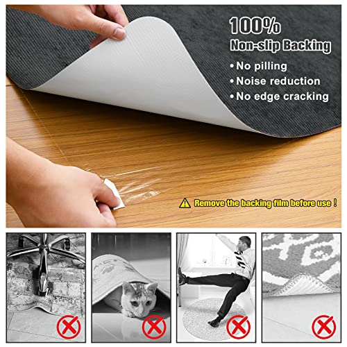 Corduroy Surface 1/6" Thick 55"x35" Office Chair Mat with Anti-Slip Backing V24355