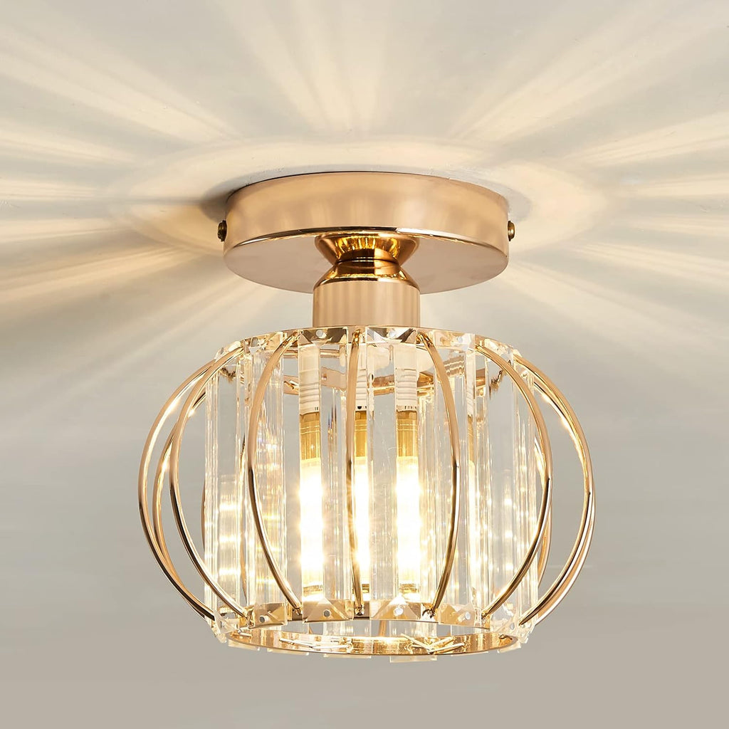 Antique Small Crystal Semi Flush Mount Ceiling Light O418374