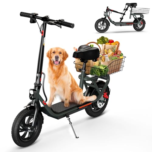 Electric Scooter with Seat, 12" Pneumatic Tire, Foldable V6831