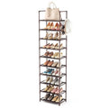 10 Tiers Tall Shoe Rack 20-25 Pairs Narrow Shoe Shelf Black X291135