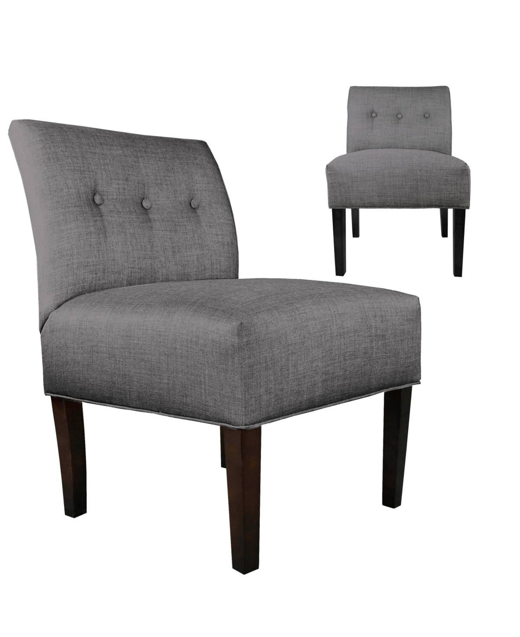 Grey Button Tufted Accent Chair L2000