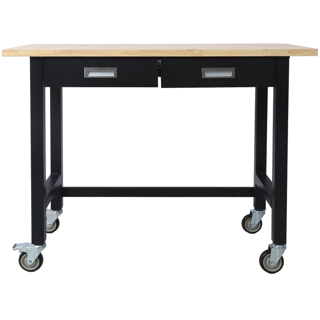 48in Adjustable Bamboo Wood Workbench with Drawer Storage W55442