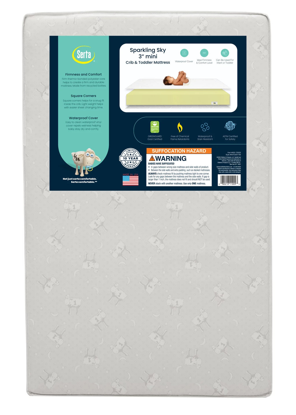 Mini Portable Dual Sided Crib & Toddler Mattress W98676