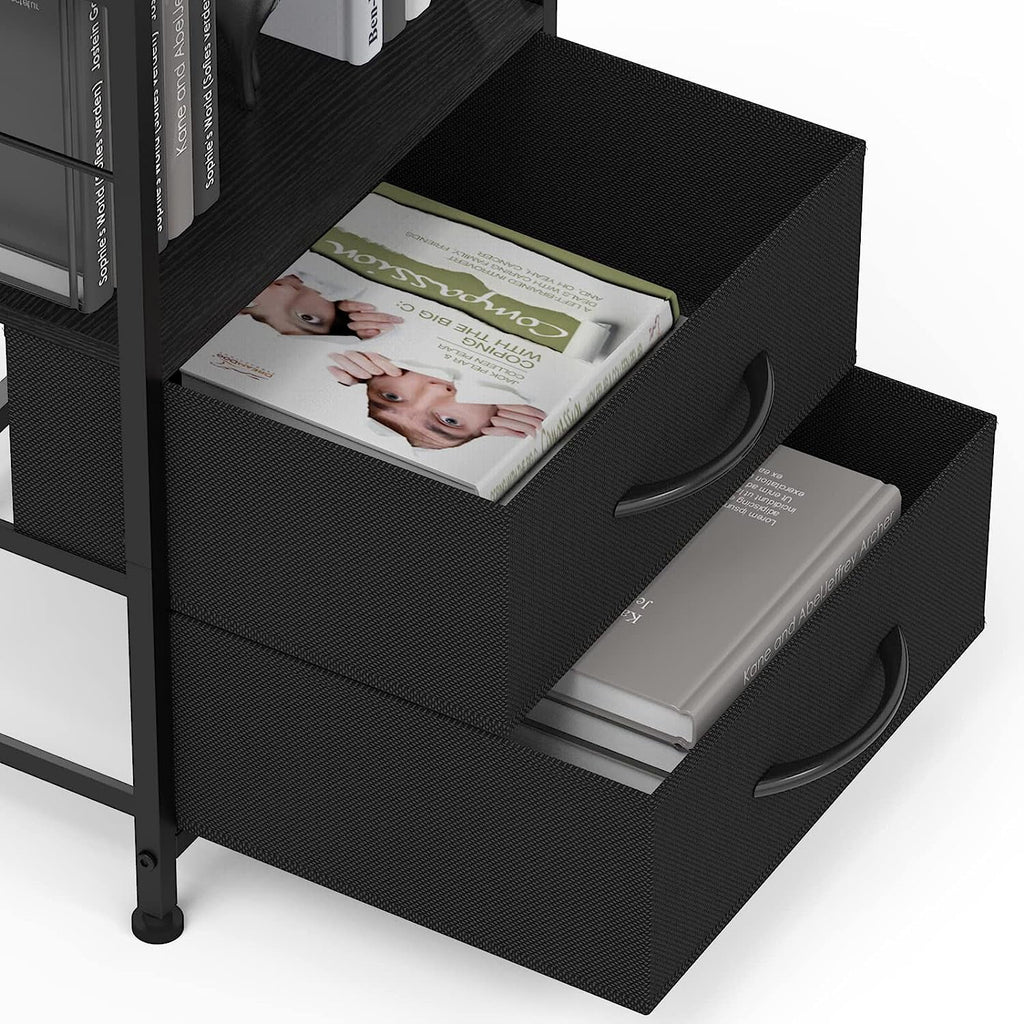 Brown Wood Nightstand with 2 Drawers and Open Shelf C988042