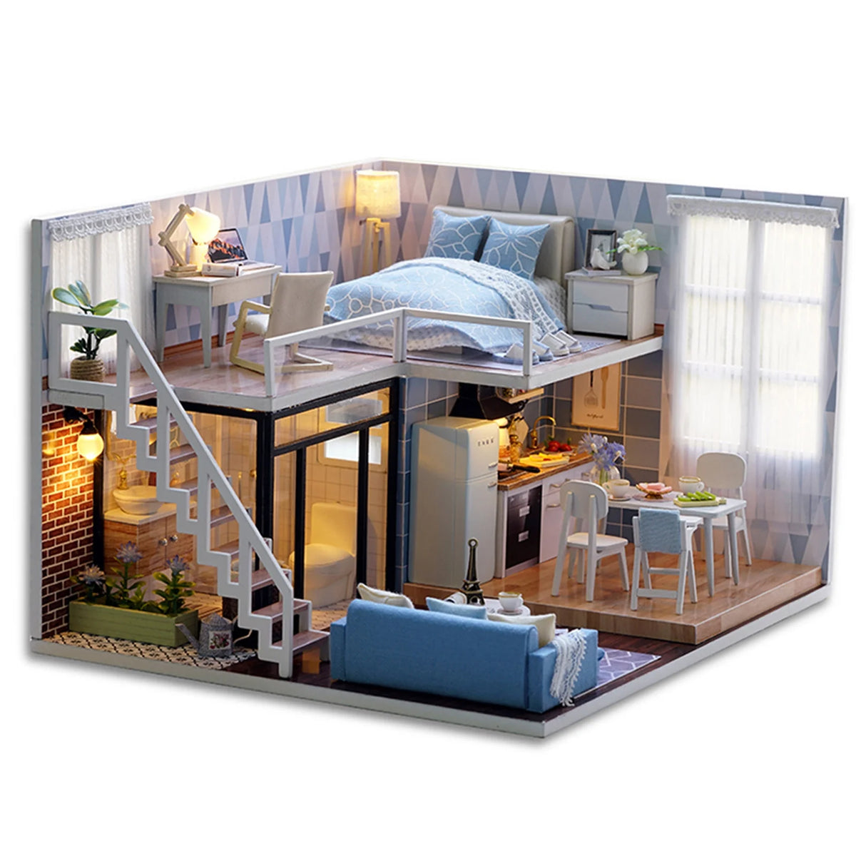 White Room Wooden DIY Dollhouse Furniture Kit J43266