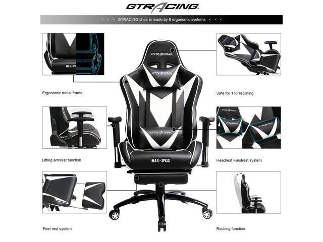 Gaming Chair with Footrest High Back Swivel F3291