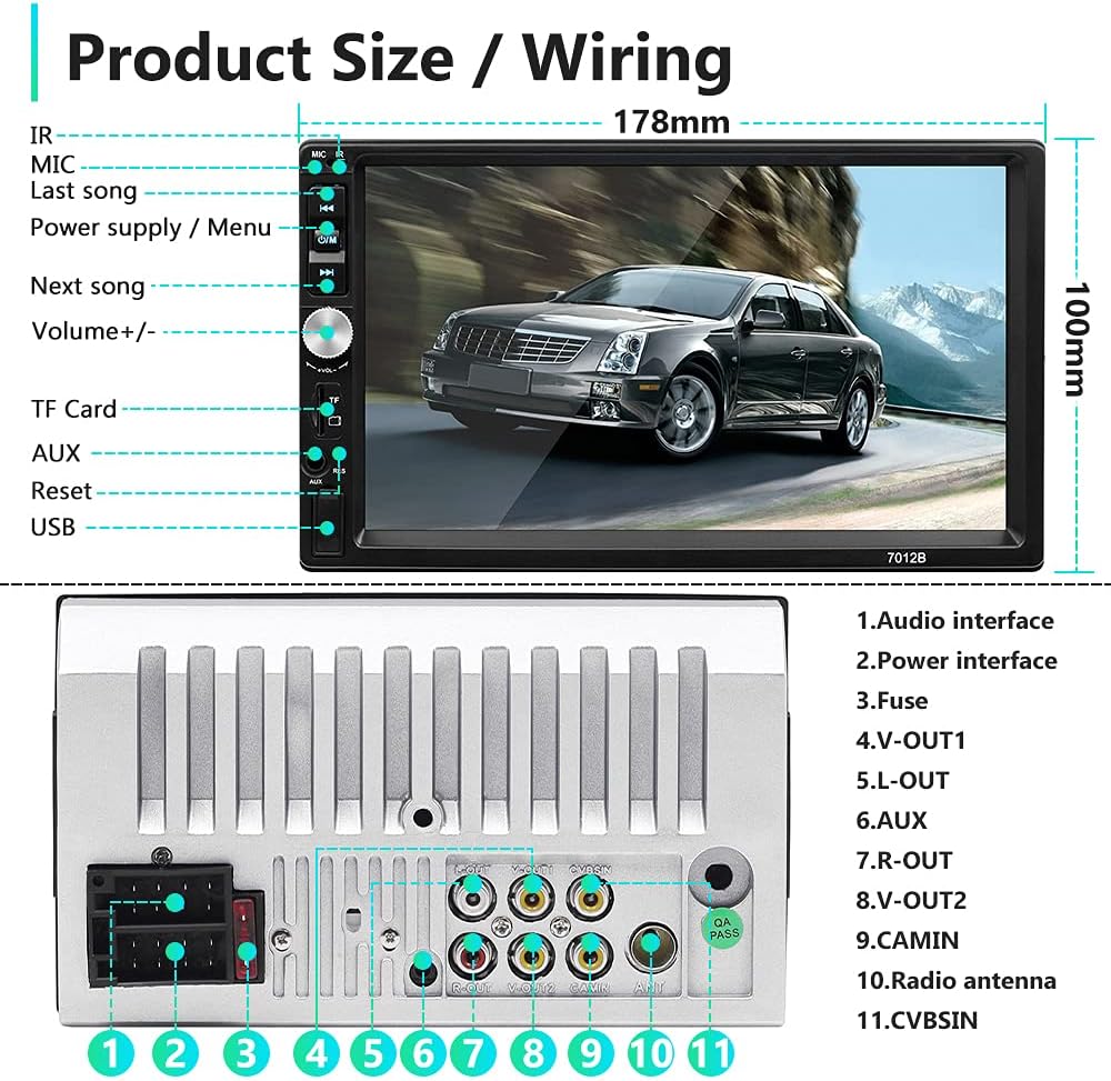 7 Inch Double Din Bluetooth Car Stereo Touch Screen C13317