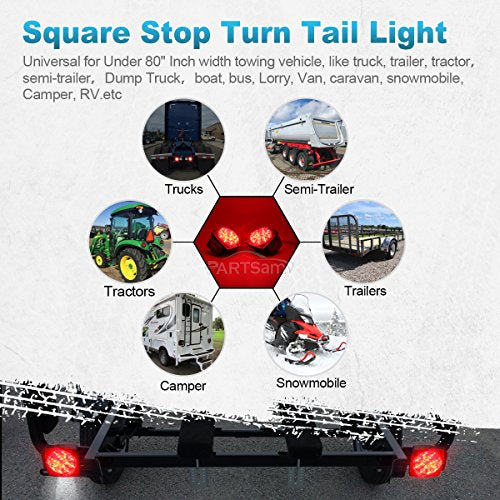 12V Submersible Square LED Trailer Light O130