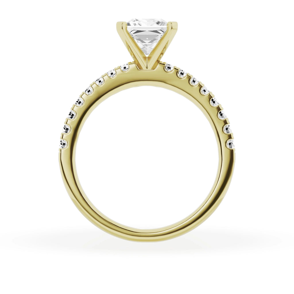 14K Yellow Gold Diamond Solitaire Princess Engagement Ring O956