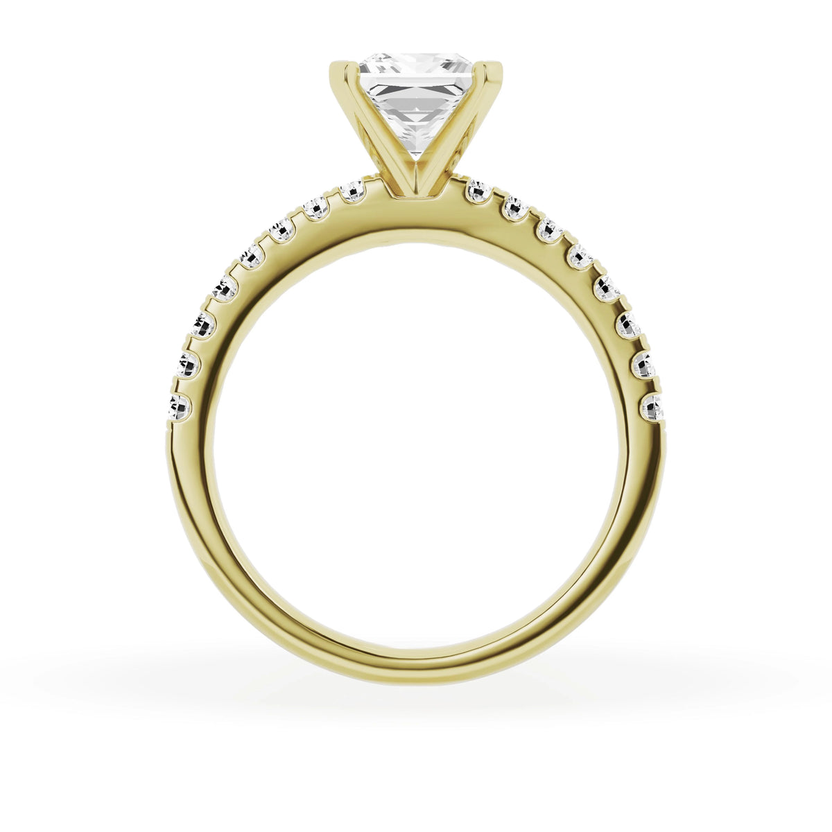 14K Yellow Gold Diamond Solitaire Princess Engagement Ring O956