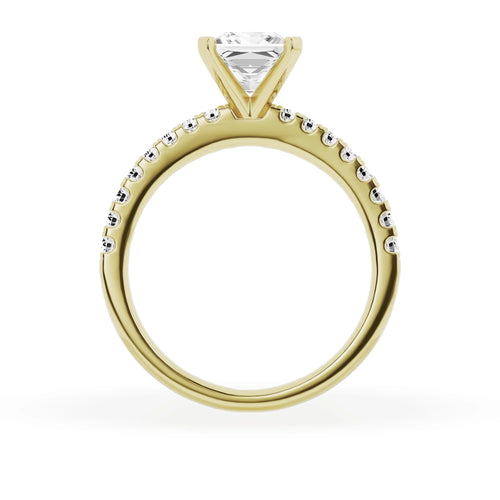 14K Yellow Gold Diamond Solitaire Princess Engagement Ring O956