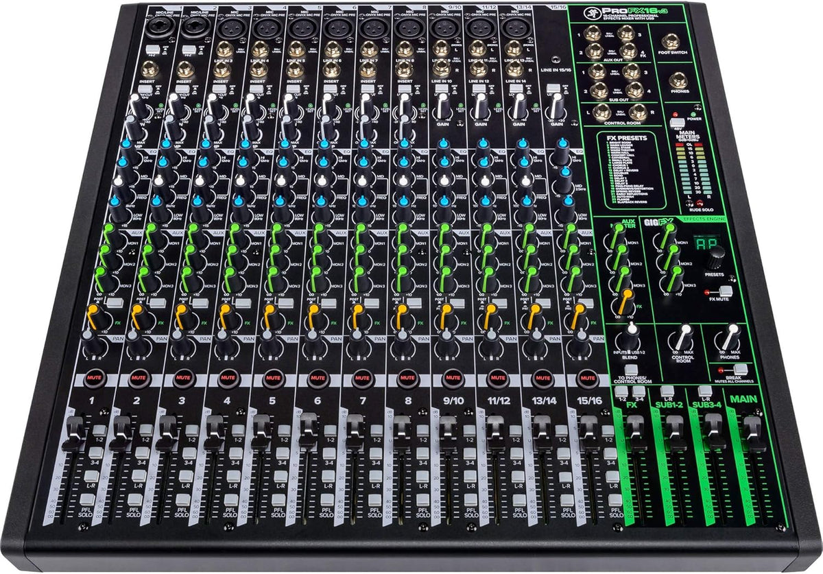 16-Channel Unpowered Mixer with TRS Cable, XLR Cable, Adapter and Microfiber Cloth R638509