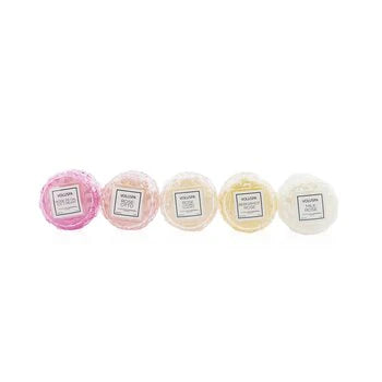 Macaron Candle Coffret: Rose Petal Ice Cream, Rose Otto, Rose Colored Glasses, Bergamot Rose, Milk Rose 5x1.8oz P8424