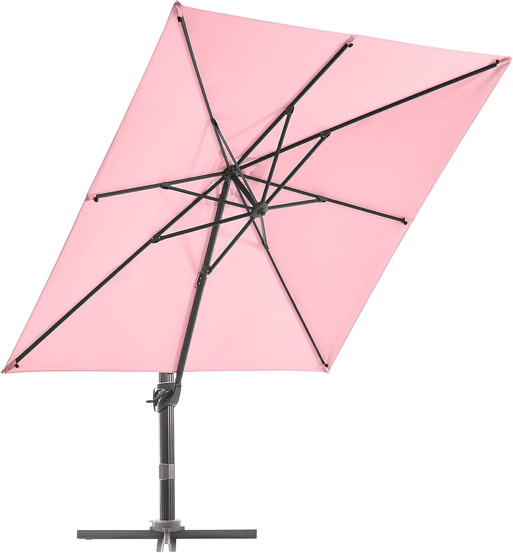 Sky Blue 9x9 FT Square Cantilever Umbrella with Cross Base U1933