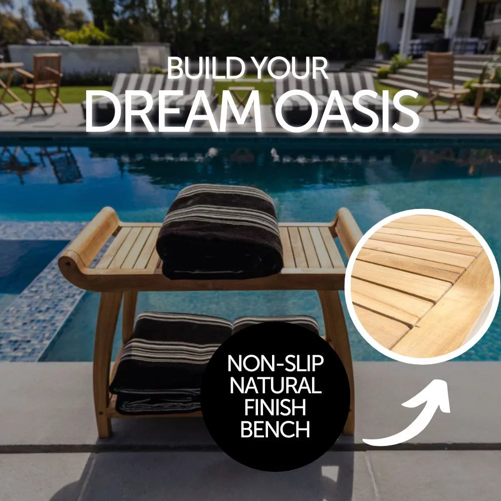 Curved Spa Bench with Shelf Q79253