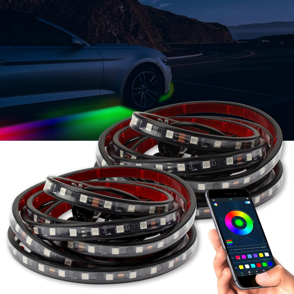 RGB Dimmable Waterproof Car LED Strip Lights Kit Pack of 2 M209