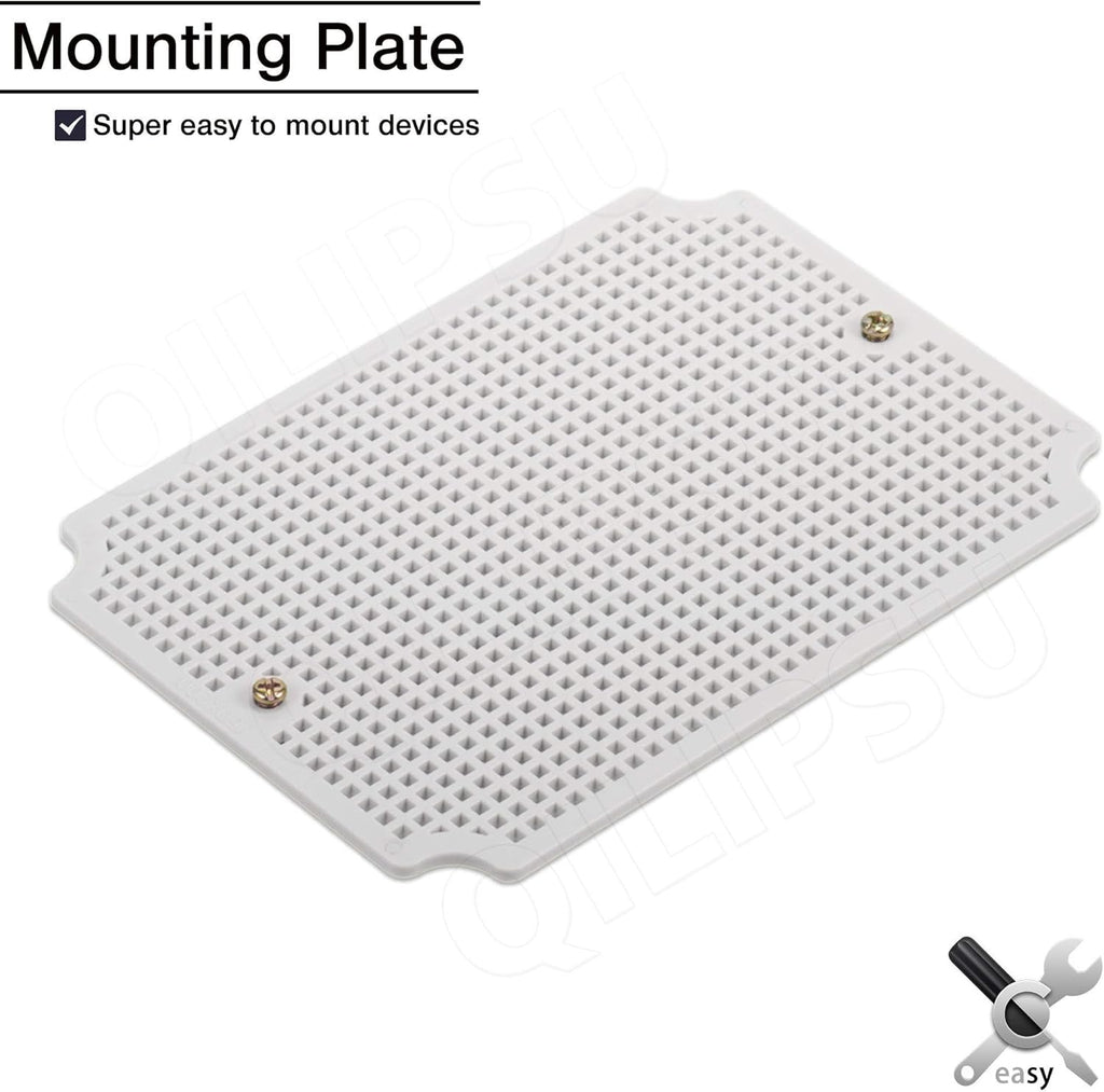 Junction Box with Mounting Plate 380x280x130mm ABS Plastic IP67 Waterproof Dustproof Enclosure Grey O742