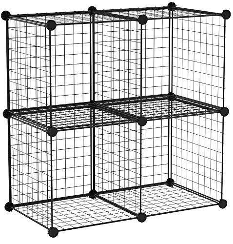 Black 4 Cube Wire Storage Shelves P9410