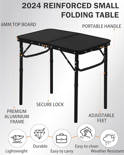 Black 25"x16"x22" Small Folding Aluminum Camping Table E243134