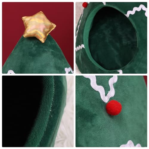 Cat Bed Christmas Hat Cat Tent House 2 in 1 Removable Triangle Pet Teepee X539200