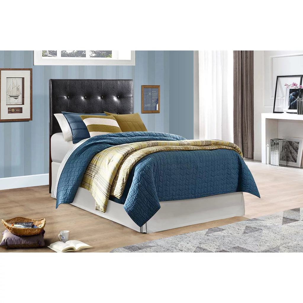 Black Twin Upholstered Tufted Panel Headboard K79427