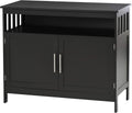 Black Kitchen Console Table with 2-Level Cabinet and Open Shelf W20522